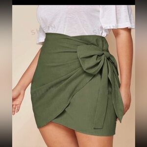 Side Wrap Knot Skirt Army green size 0XL
